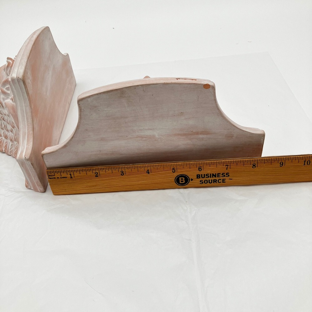 Wall Sconce Cherub Set 2 Terracotta Pink Vintage Angel Floating Shelves - Picture 9 of 14